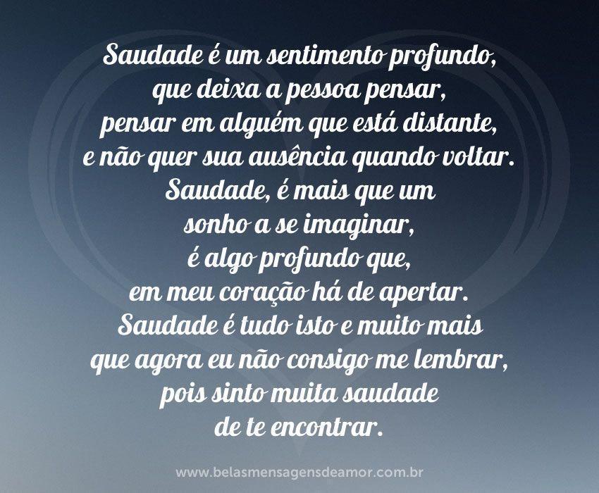 Saudade é um sentimento - Belas Mensagens de Amor